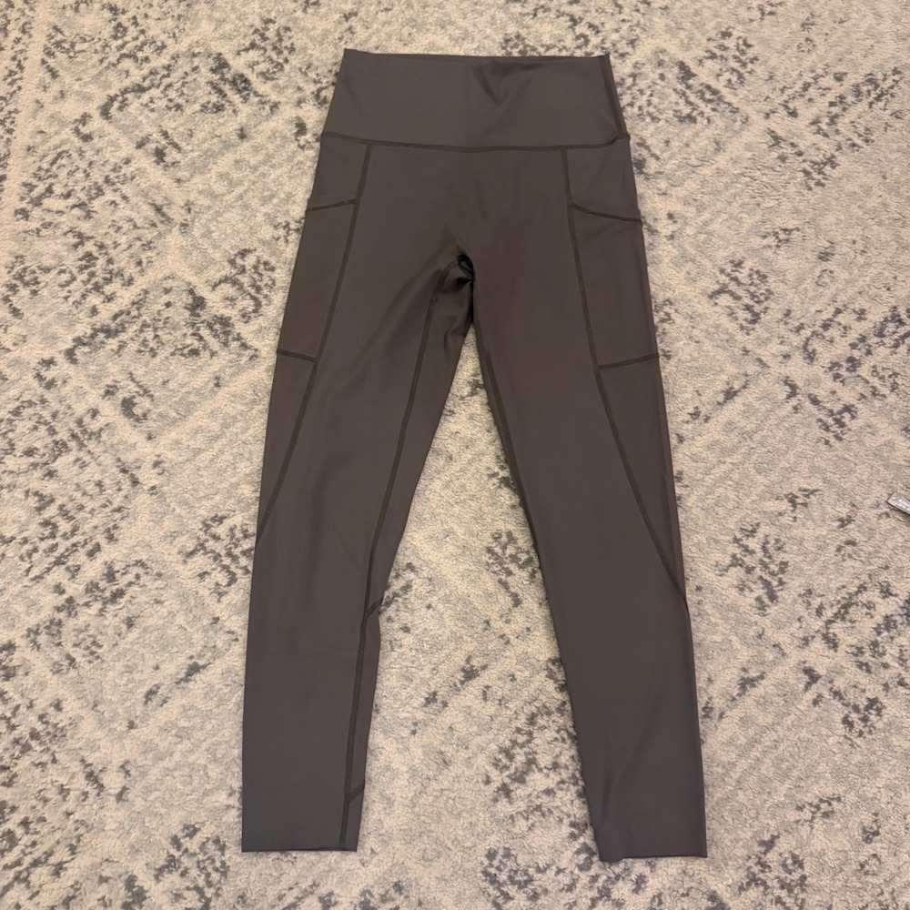 Aerie OFFLINE Goals 7/8 Leggings Hi Rise Pockets Olive Gray Large 3411148208